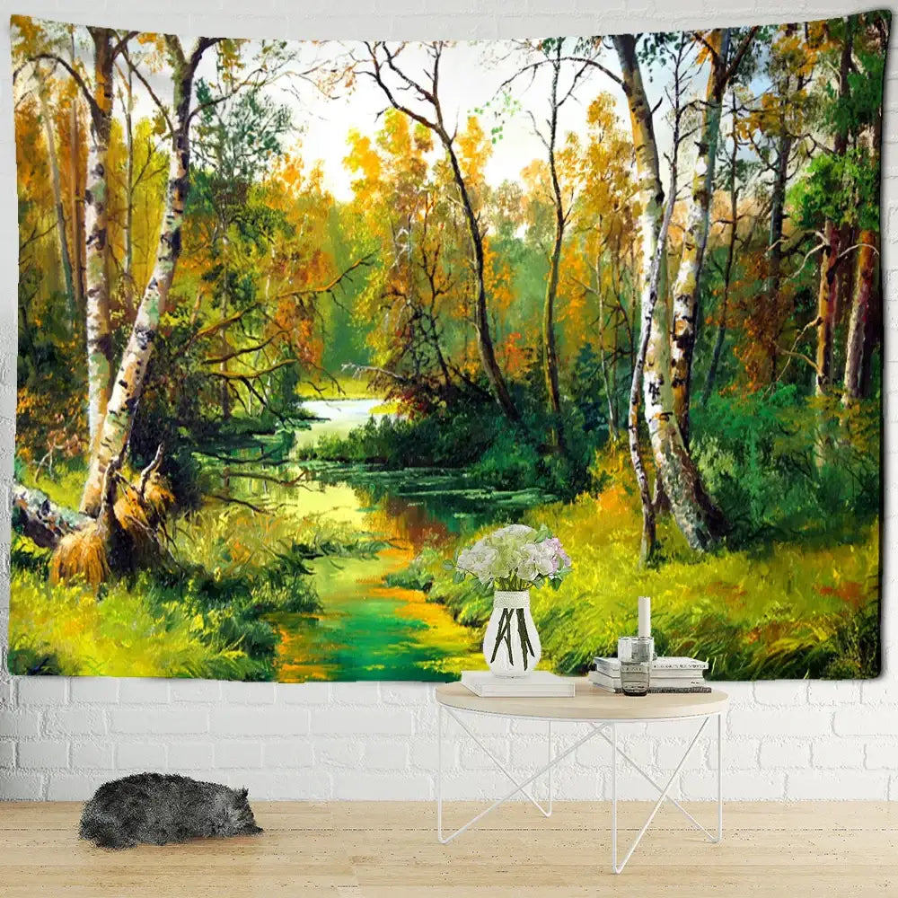 Bohemian autumn forest wall hanging living room decorbites forest