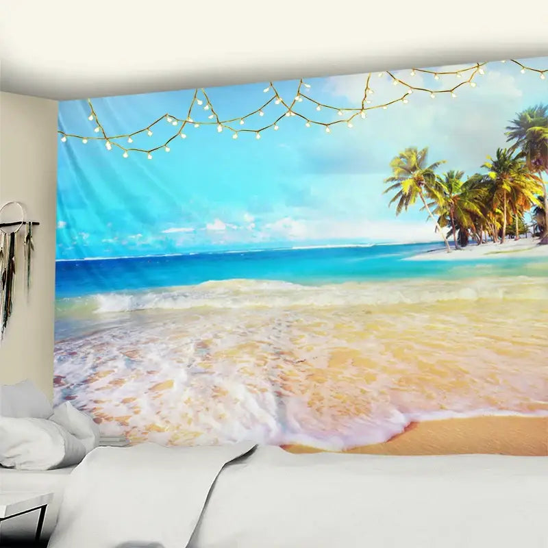Bohemian beach coconut tree mandala tapestry bedroom wall hanging