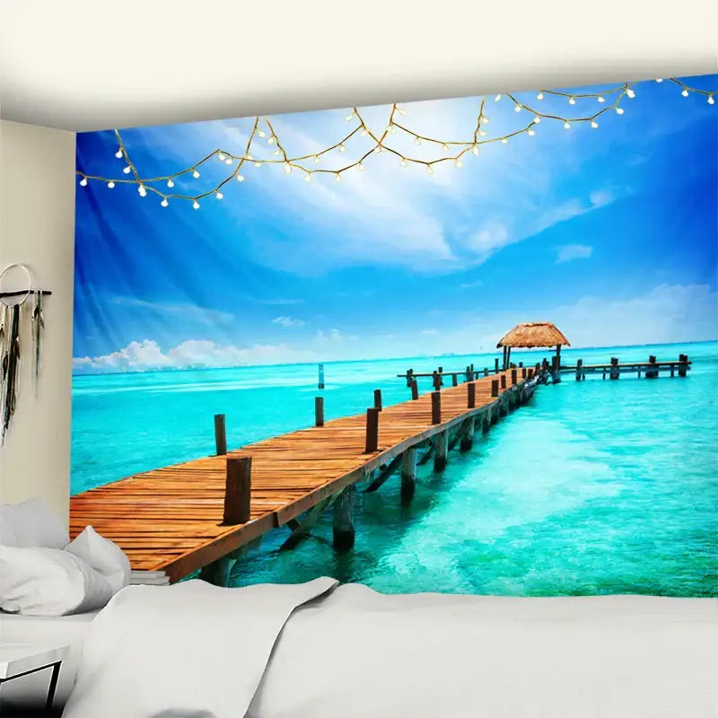 Bohemian beach coconut tree mandala tapestry bedroom wall hanging