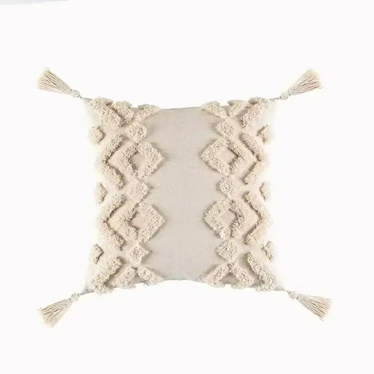 Bohemian beige and brown tufted cushion cover living room pillow