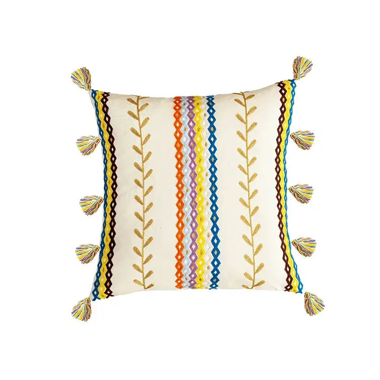 Bohemian beige & black cotton embroidery cushion cover living room
