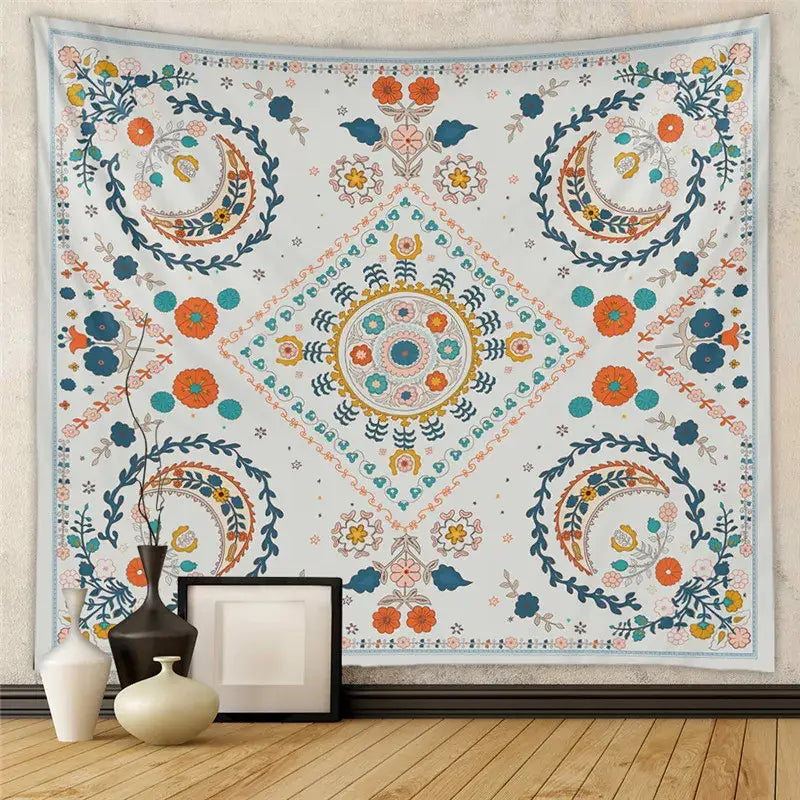 Bohemian black & white tree of life tapestry yoga mat bedroom decor