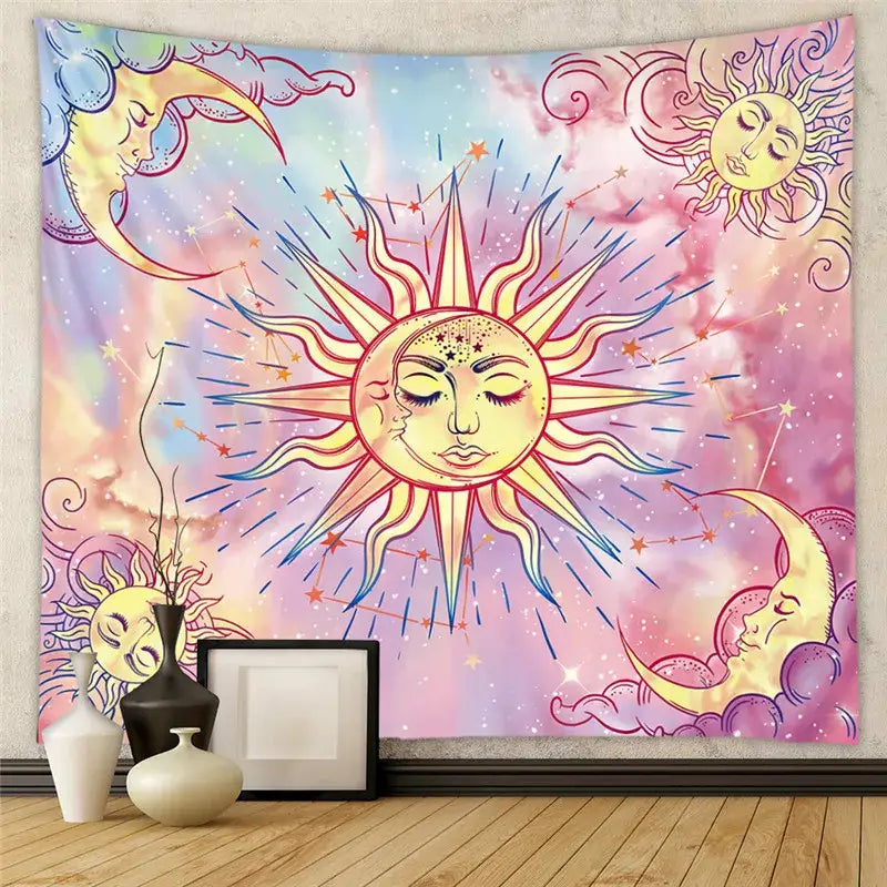 Bohemian black & white tree of life tapestry yoga mat bedroom decor