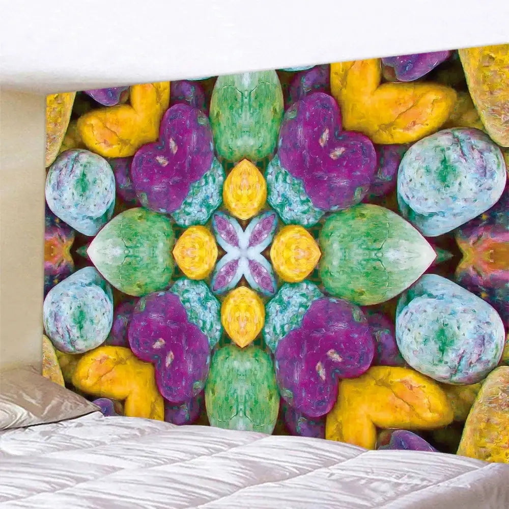 Bohemian brick wall texture mandala tapestry for bedroom decor