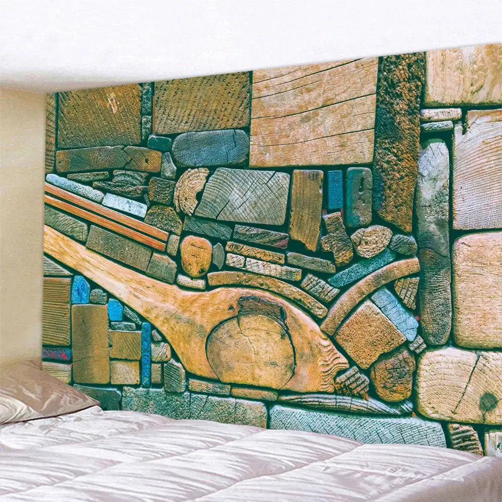 Bohemian brick wall texture mandala tapestry for bedroom decor