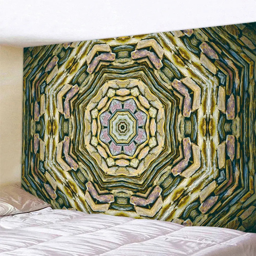 Bohemian brick wall texture mandala tapestry for bedroom decor