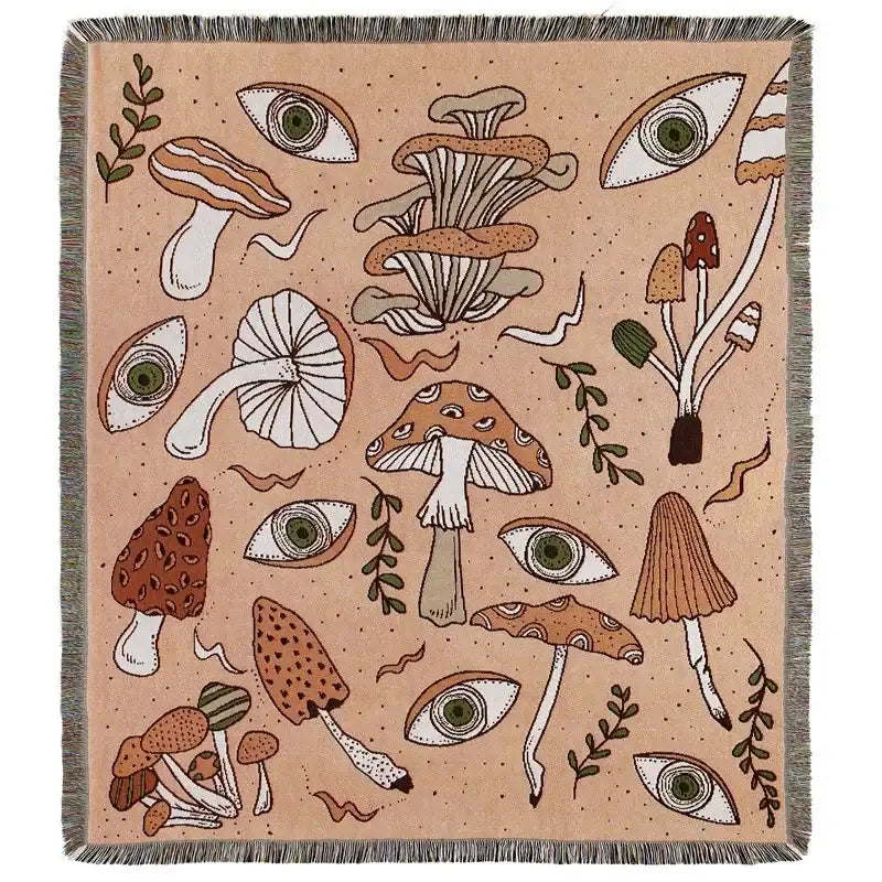 Bohemian camping blanket yellow sun pattern living room throw