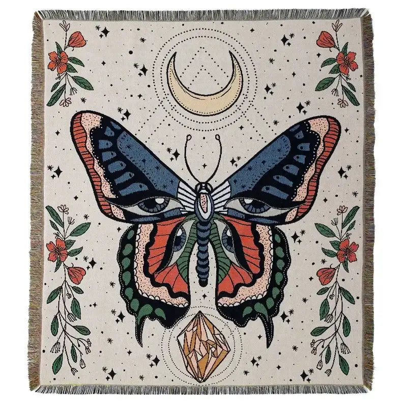 Bohemian camping blanket yellow sun pattern living room throw