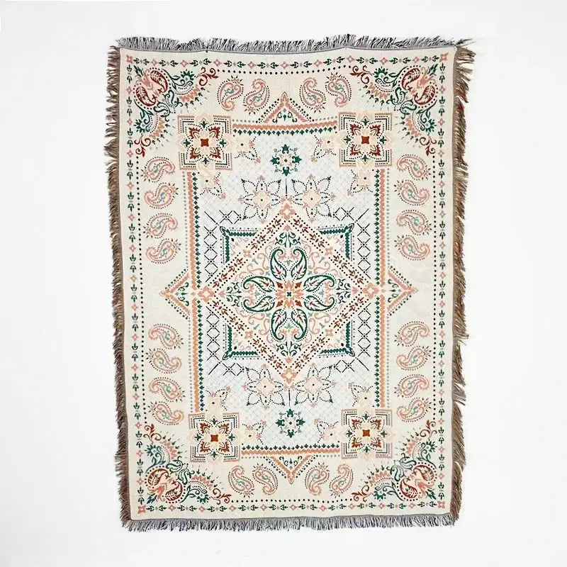 Bohemian classic design thread pink geometric throw blanket bedroom