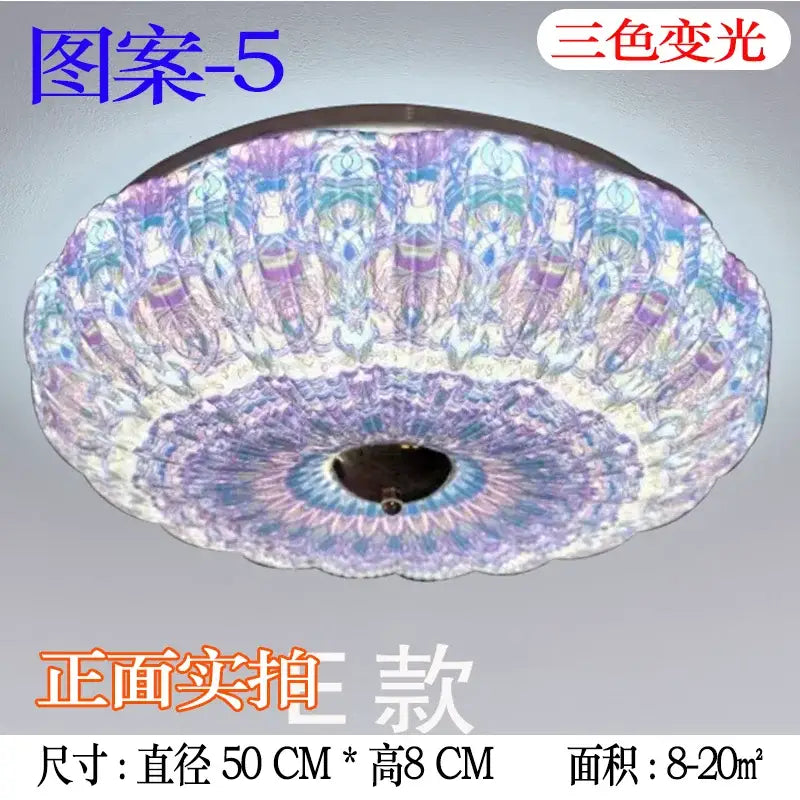 Bohemian colorful mandala led ceiling lights for bedroom