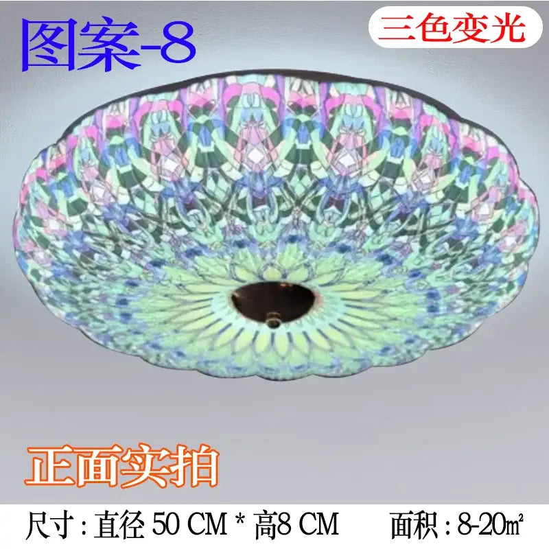Bohemian colorful mandala led ceiling lights for bedroom