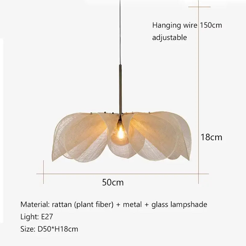Bohemian cream fabric flower chandelier for dining room lighting