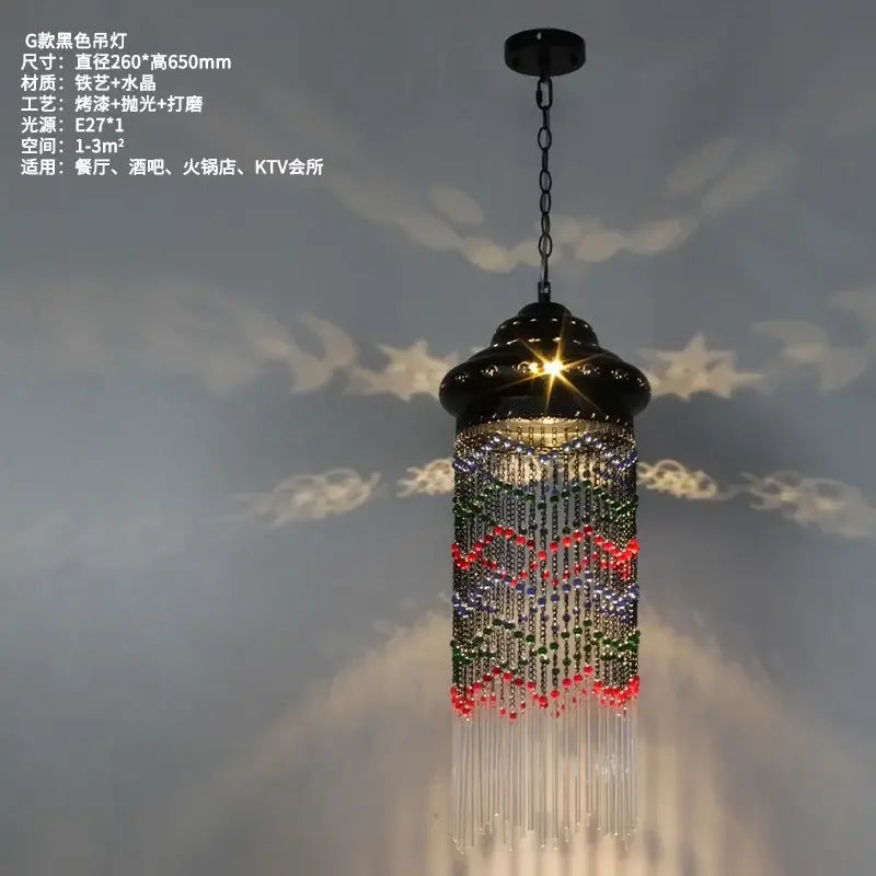 Bohemian crystal pendant light gold & black dining room chandelier