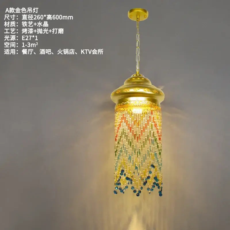 Bohemian crystal pendant light gold & black dining room chandelier