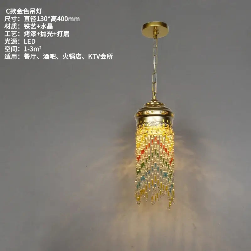 Bohemian crystal pendant light gold & black dining room chandelier