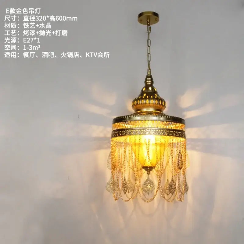 Bohemian crystal pendant light gold & black dining room chandelier