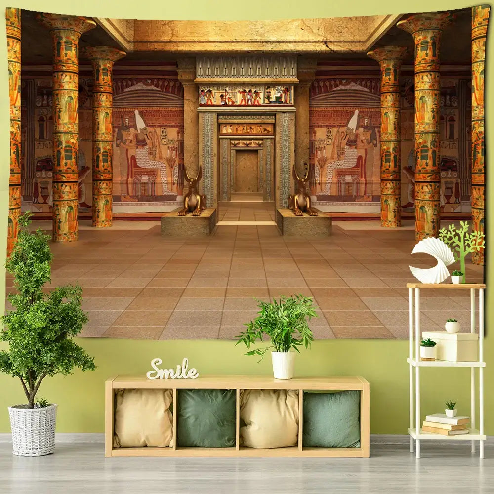 Bohemian egyptian building tapestry wall hanging for bedroom decor