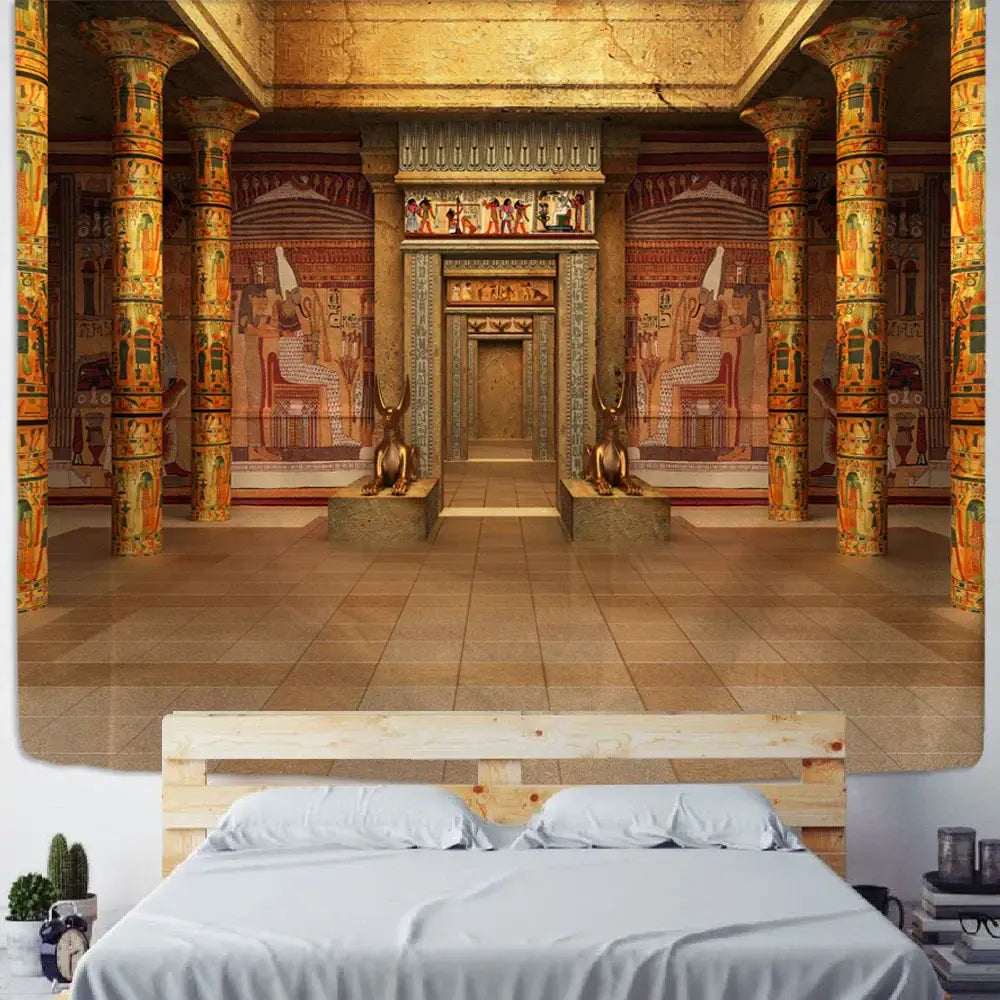 Bohemian egyptian building tapestry wall hanging for bedroom decor