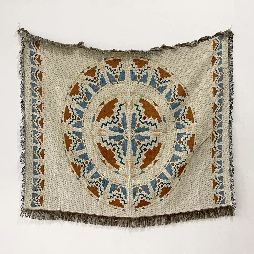 Bohemian floral celestial woven throw blanket living room fringed tapestry