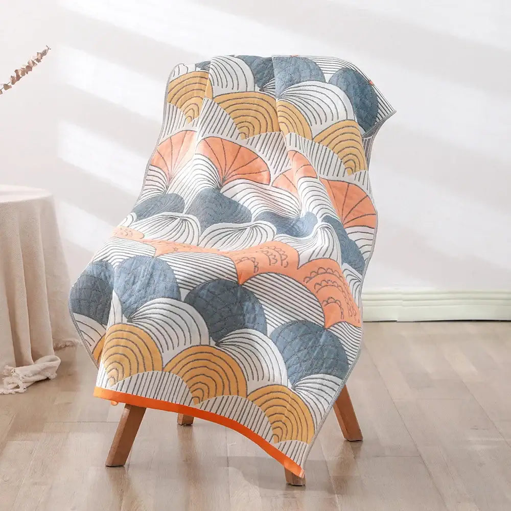 Bohemian floral cotton bath towel orange & teal bathroom wrap