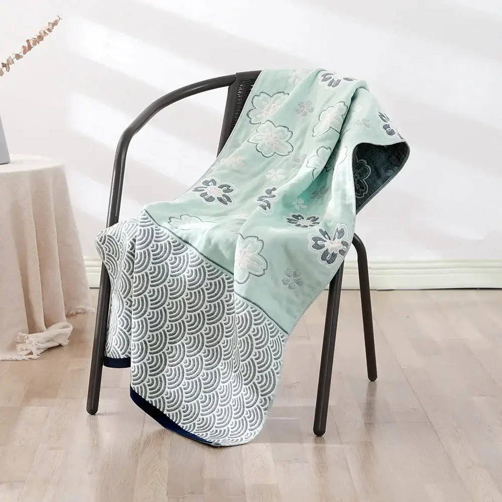 Bohemian floral cotton bath towel orange & teal bathroom wrap