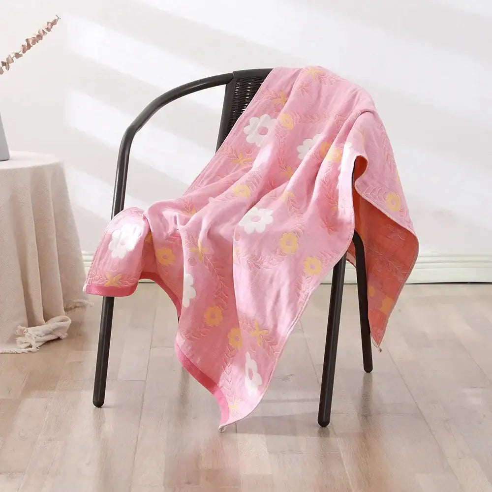Bohemian floral cotton bath towel orange & teal bathroom wrap
