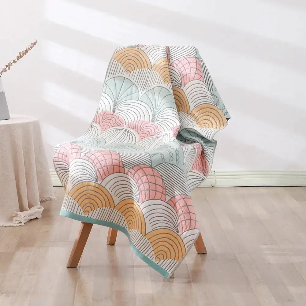 Bohemian floral cotton bath towel orange & teal bathroom wrap
