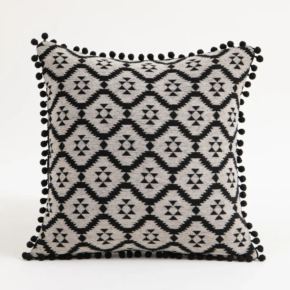 Bohemian flower cushion cover black floral living room pillow case