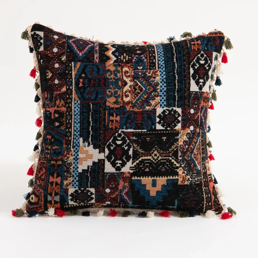 Bohemian flower cushion cover black floral living room pillow case