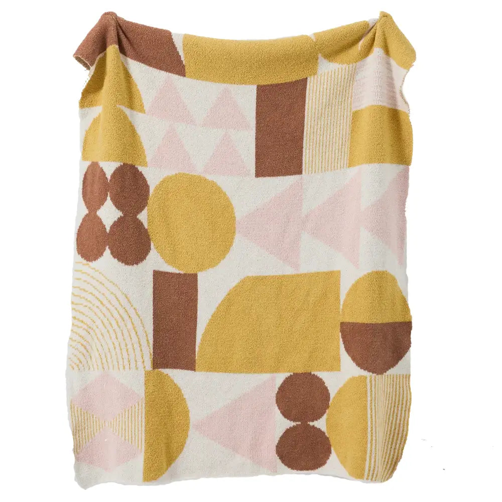 Bohemian flower knitted throw blanket cream floral bedroom decor