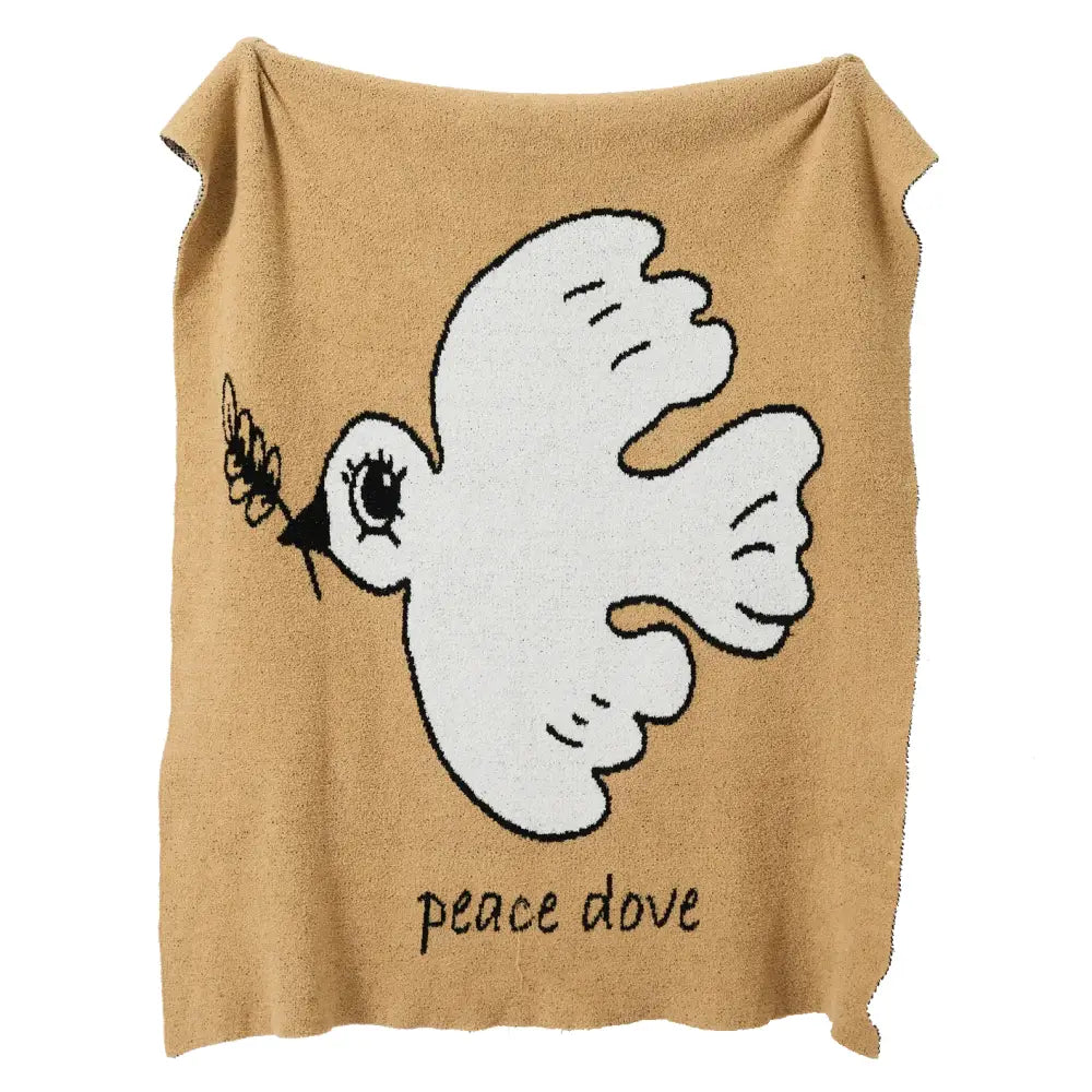 Bohemian flower knitted throw blanket cream floral bedroom decor