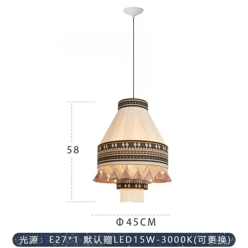 Bohemian fringe pendant lamp – dining room woven tassel light