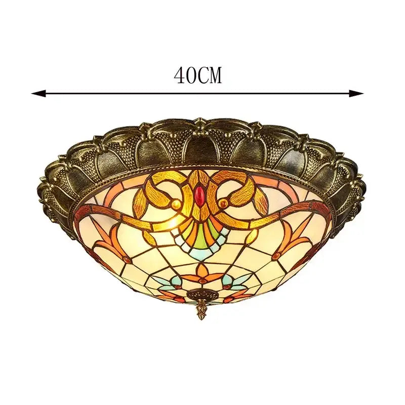 Bohemian glass ceiling light amber stained glass bedroom lamp