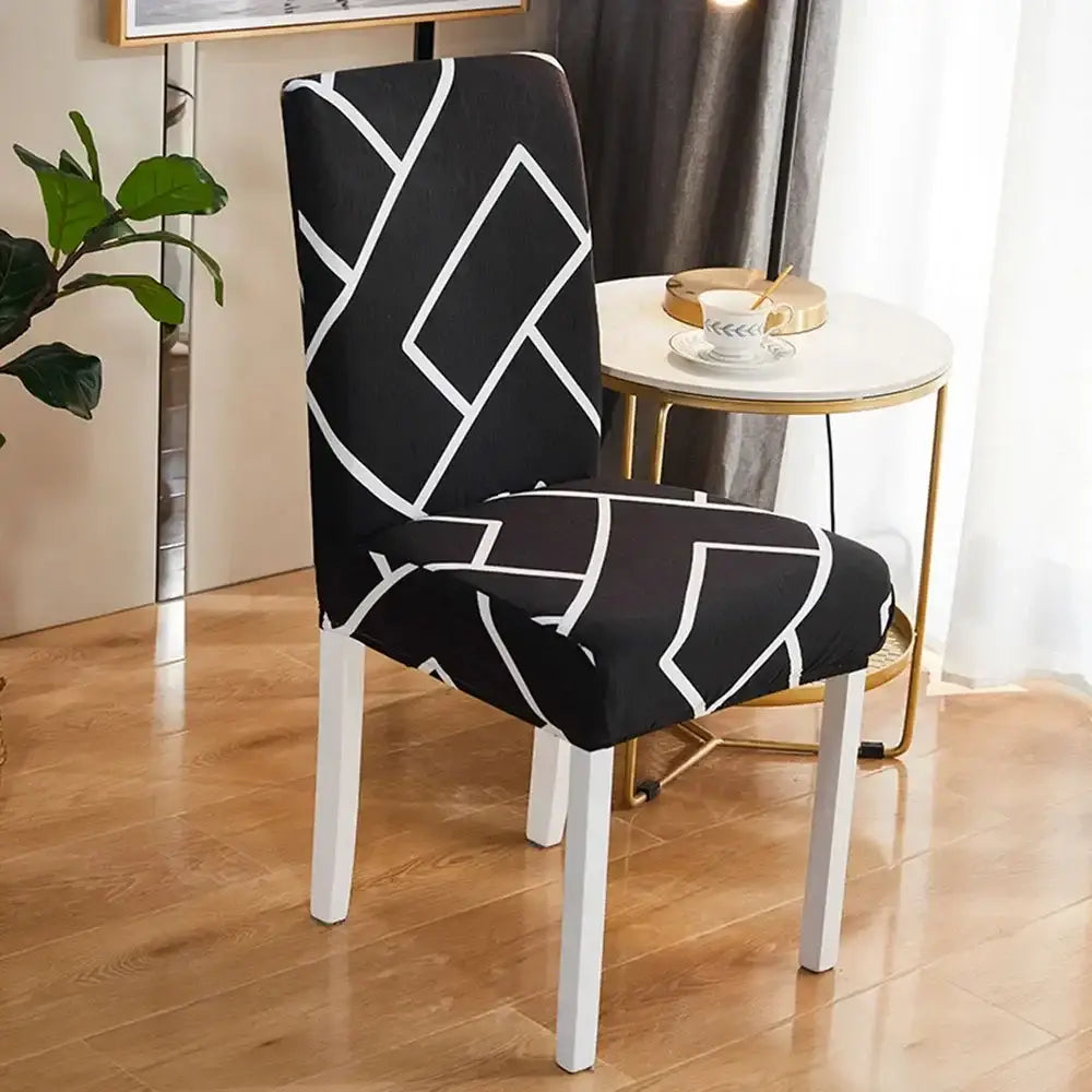 Bohemian mandala stretch chair cover navy & gold dining room slipcover