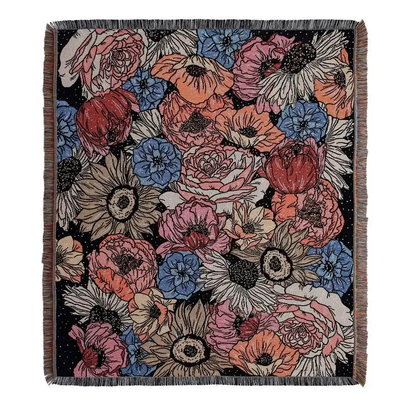 Bohemian outdoor blanket gray tiger tapestry rug living room throw