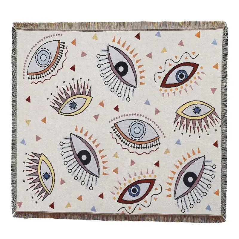 Bohemian outdoor blanket gray tiger tapestry rug living room throw