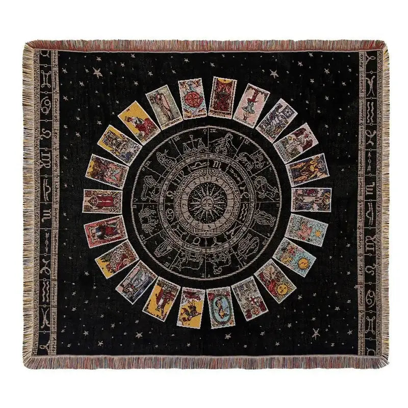Bohemian outdoor blanket gray tiger tapestry rug living room throw