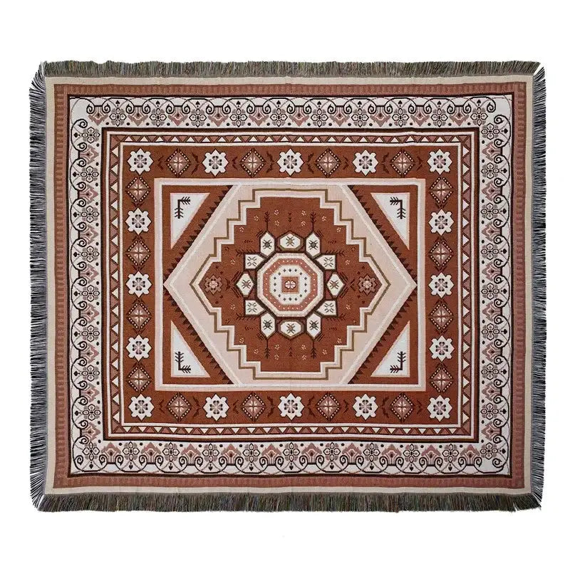 Bohemian outdoor blanket gray tiger tapestry rug living room throw