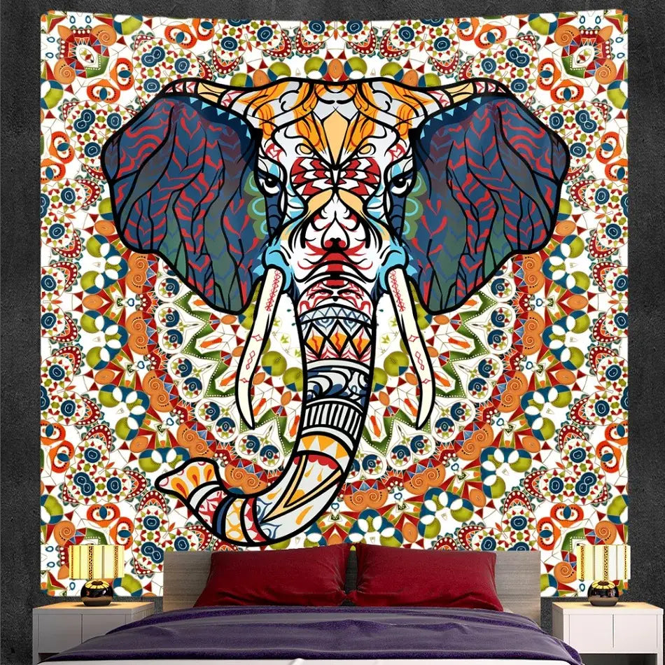Bohemian purple & pink elephant god mandala tapestry bedroom decor