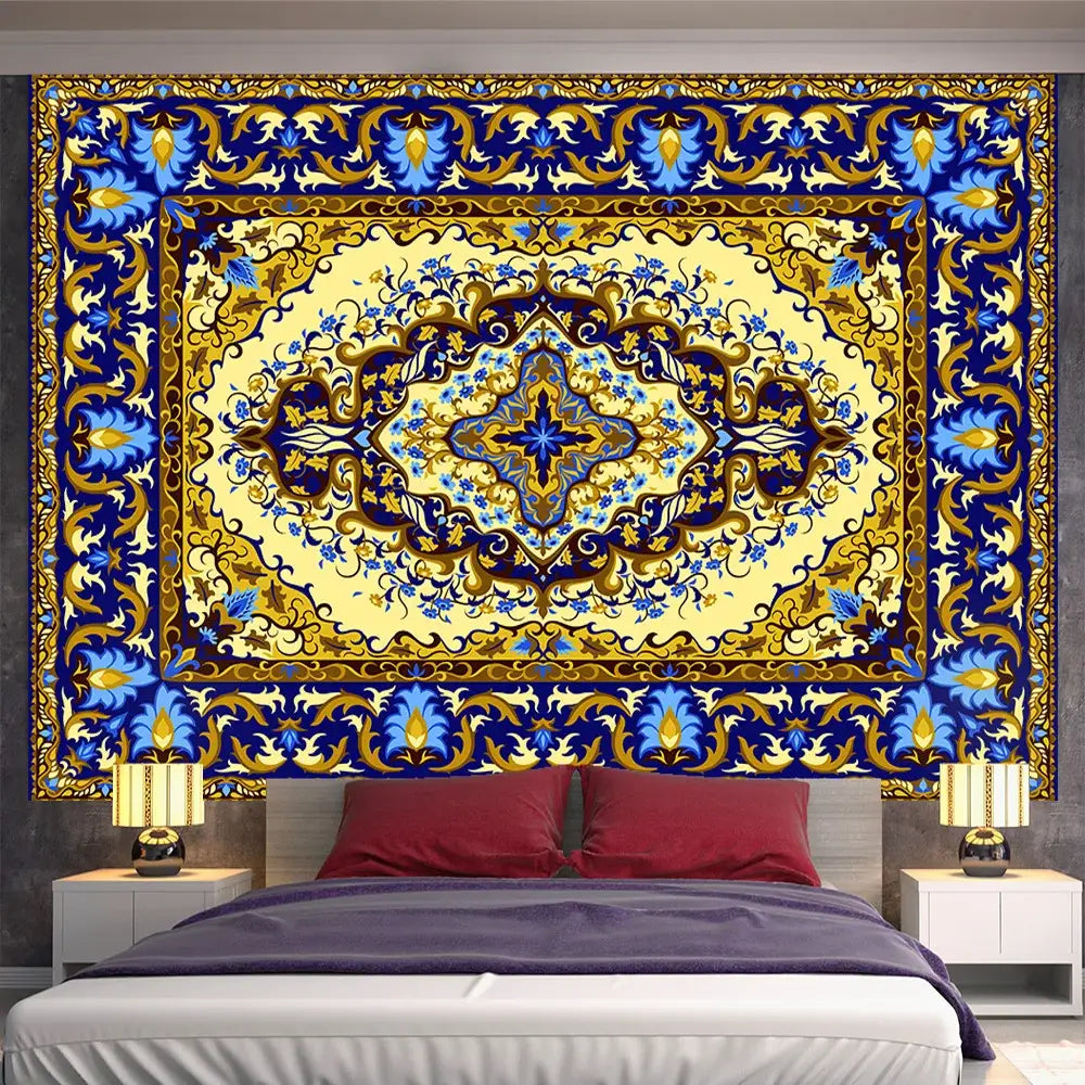 Bohemian red & gold indian mandala tapestry bedroom wall decor