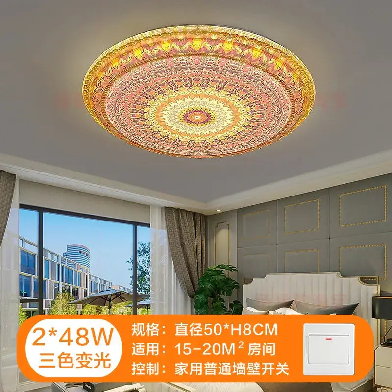Bohemian romantic art rainbow mosaic ceiling lamp living room