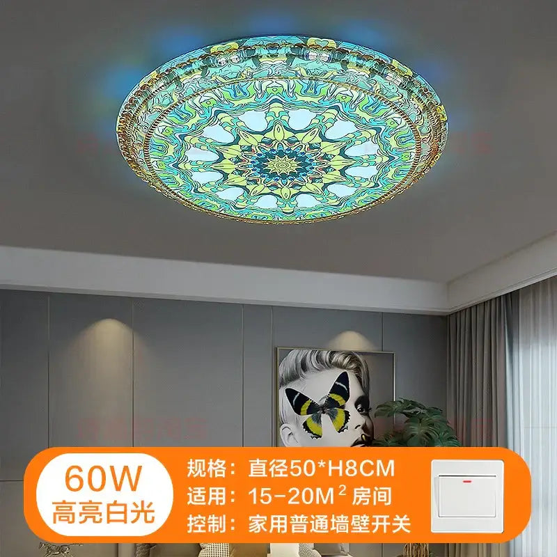 Bohemian romantic art rainbow mosaic ceiling lamp living room