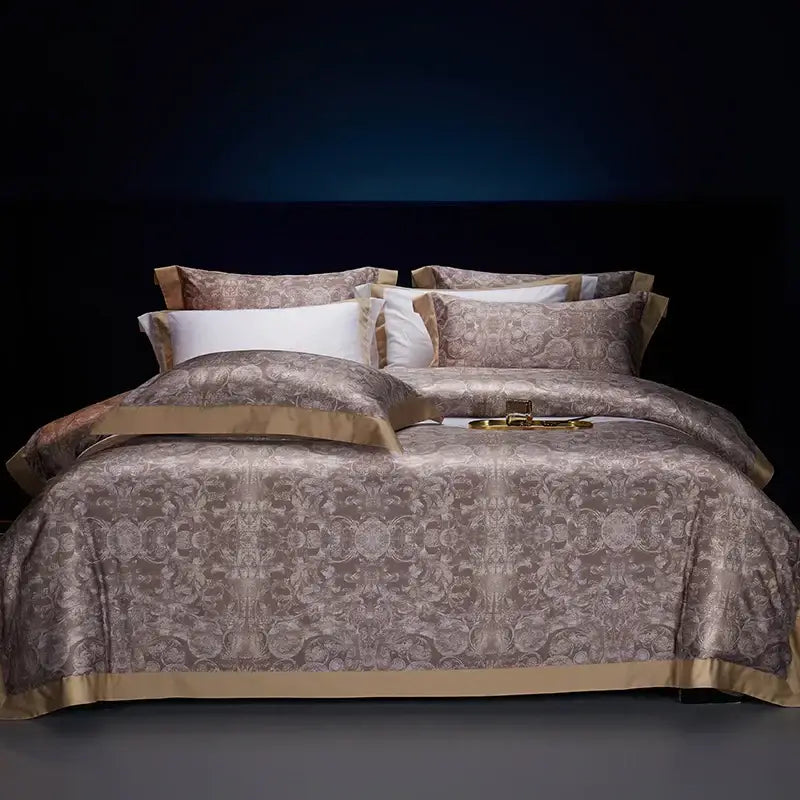 Bohemian teal & gold egyptian cotton bedding set bedroom paisley