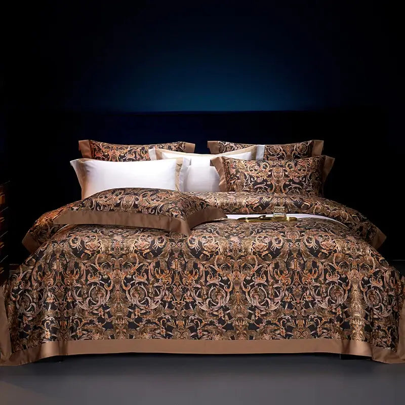 Bohemian teal & gold egyptian cotton bedding set bedroom paisley