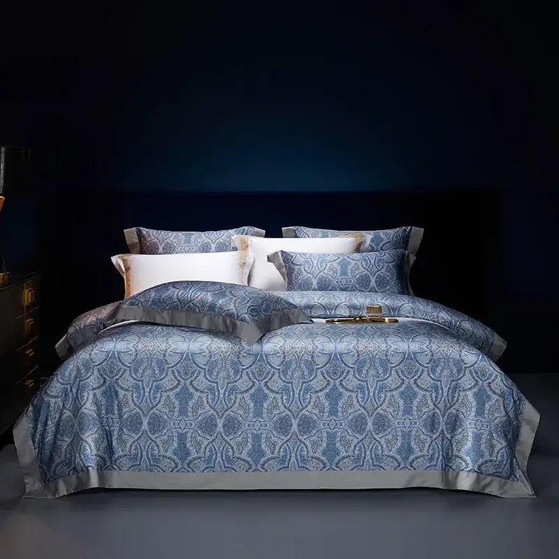 Bohemian teal & gold egyptian cotton bedding set bedroom paisley