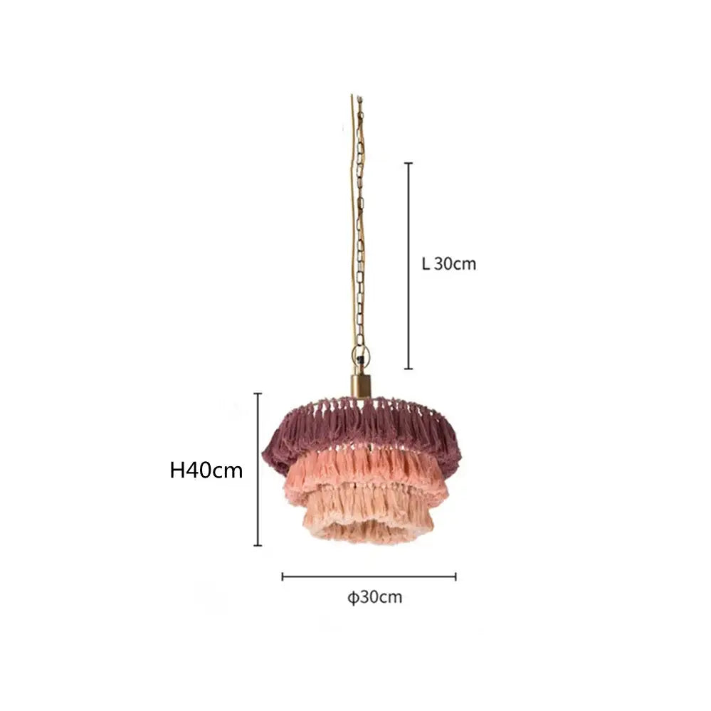 Bohemian vintage fela pink tassel pendant light bedroom decoration