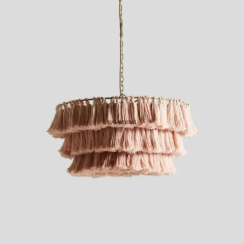 Bohemian vintage fela pink tassel pendant light bedroom decoration