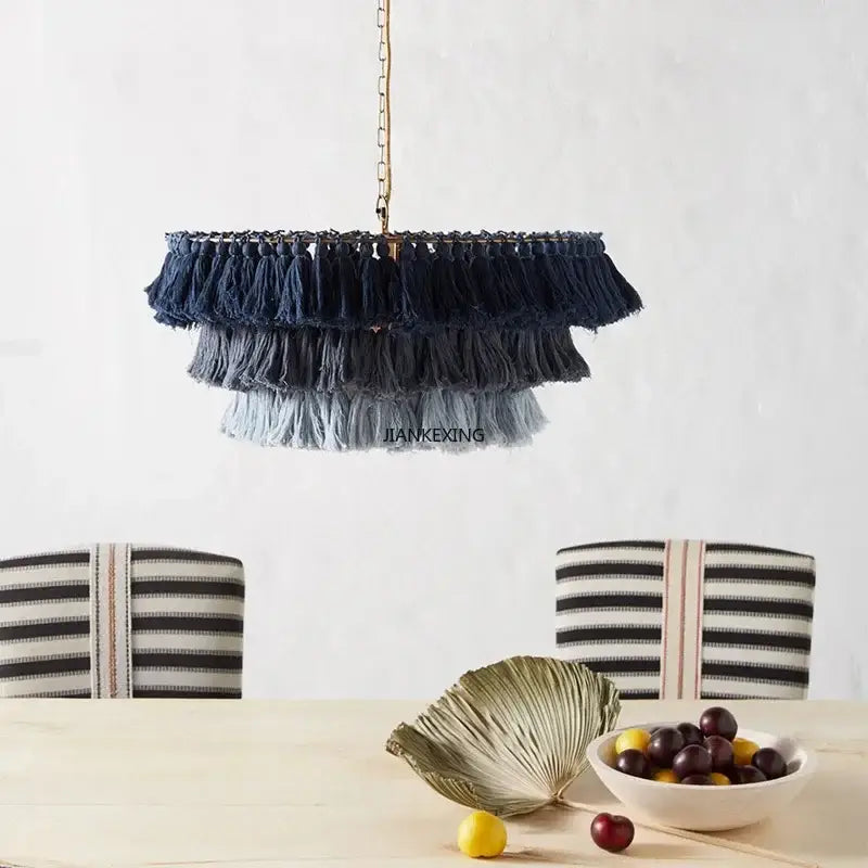 Bohemian vintage fela pink tassel pendant light bedroom decoration