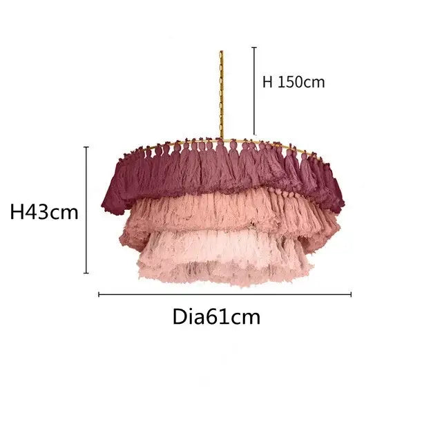 Bohemian vintage fela pink tassel pendant light bedroom decoration