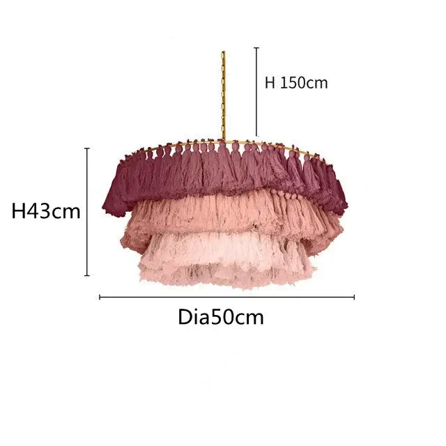 Bohemian vintage fela pink tassel pendant light bedroom decoration